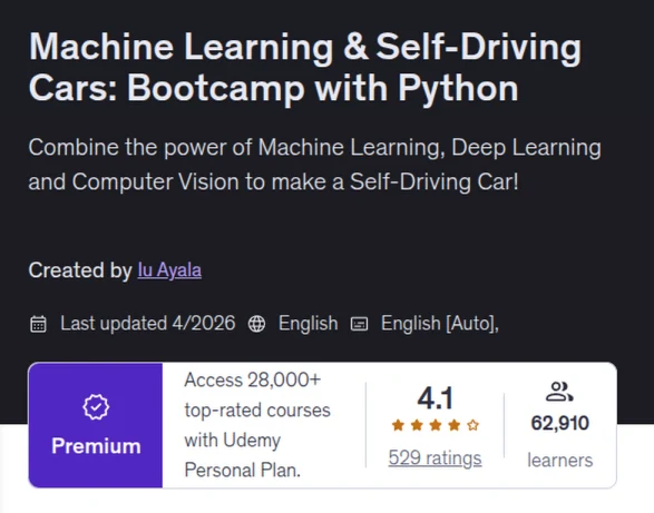 Self-Driving Cars Udemy course — 62,900+ learners