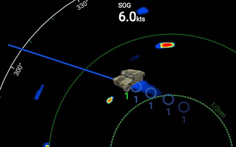 Illustration of a Humvee being tracking by a radar