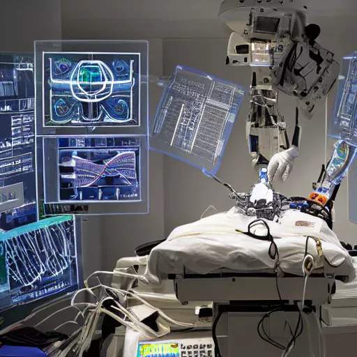 A robot performing surgery in a hospital