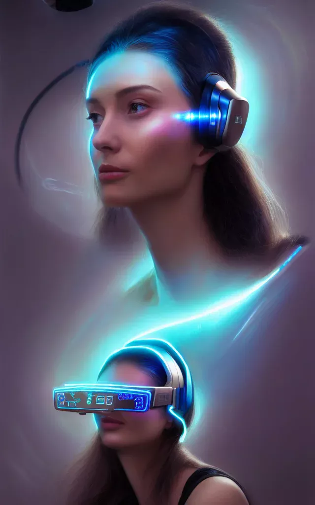 Painting of a woman with futuristic implants